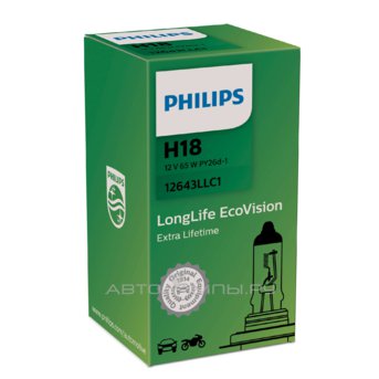 H18 12V- 65W (PY26d-1) (увелич. срок службы) LongLife EcoVision 12643LLC1